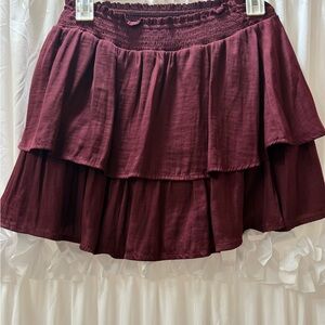 Mittoshop Burgundy Tiered Mini Skirt
